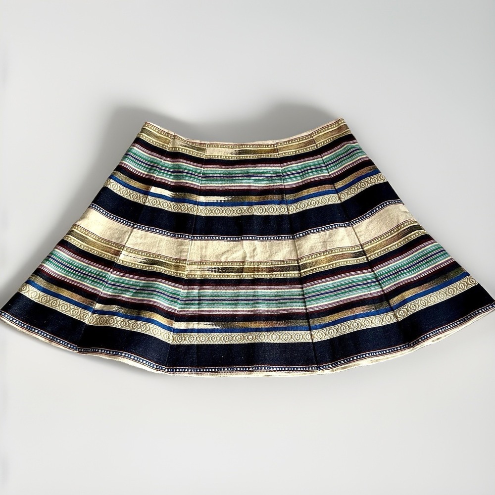 Anthropologie Chloe Oliver Skirt Sz10 Ikat Skater Serape Western Autumn Festival
